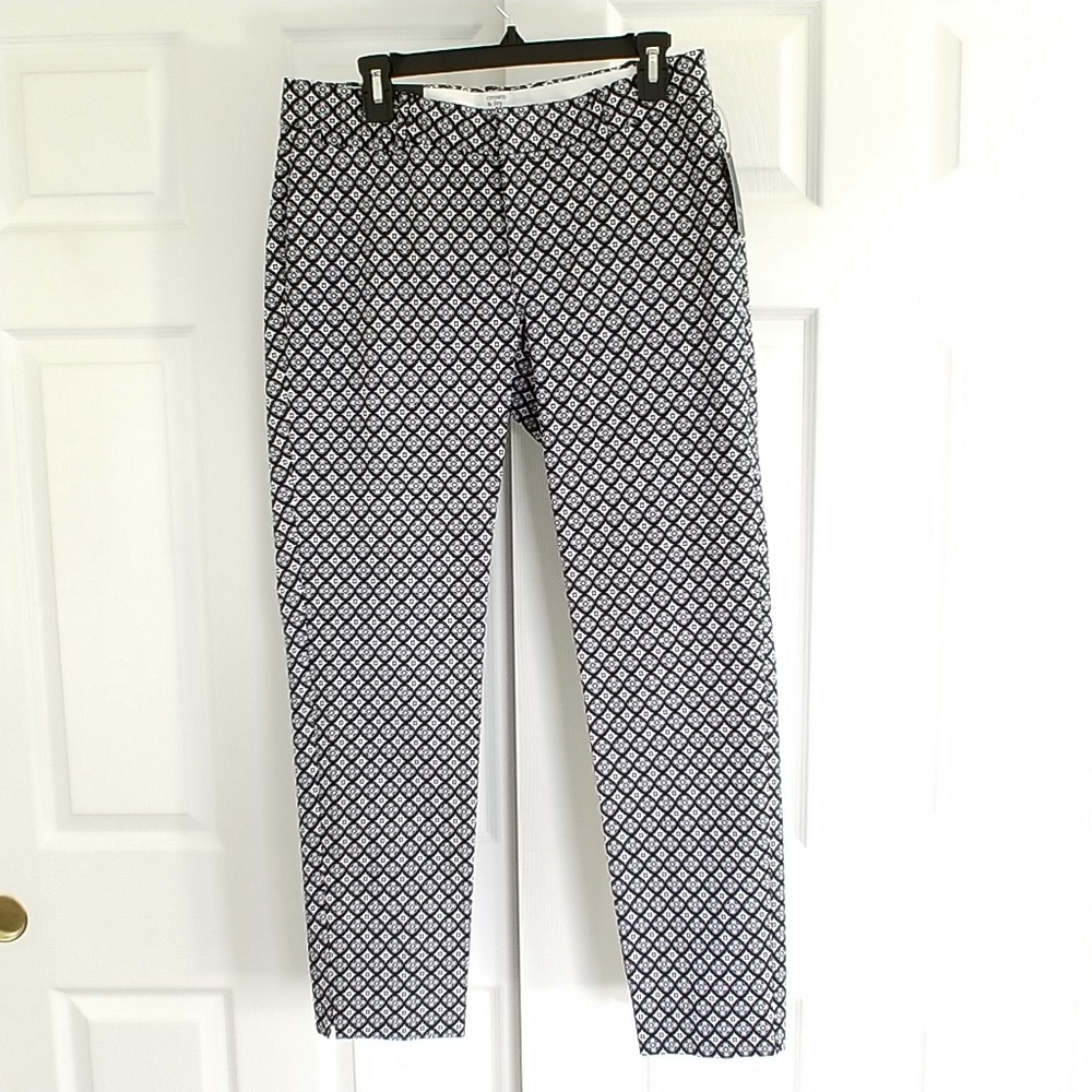 crown & ivy Navy and White Patterned Trousers